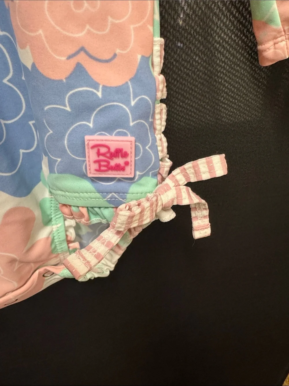 Ruffle Butts long-Sleeve Floral One-Piece Swimsuit - Pastel Pink/Blue/Green